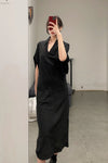 mame kurogouchi crepe deep V neck dress MM22SS DR040